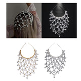 Maxbell Mesh Rhinestone Headband Mesh Headpiece Cap for Birthdays Nightclub Weddings Gold
