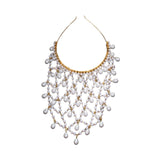 Maxbell Mesh Rhinestone Headband Mesh Headpiece Cap for Birthdays Nightclub Weddings Gold