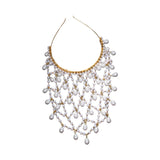 Maxbell Mesh Rhinestone Headband Mesh Headpiece Cap for Birthdays Nightclub Weddings Gold