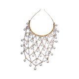 Maxbell Mesh Rhinestone Headband Mesh Headpiece Cap for Birthdays Nightclub Weddings Gold