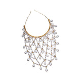 Maxbell Mesh Rhinestone Headband Mesh Headpiece Cap for Birthdays Nightclub Weddings Gold