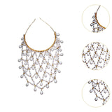 Maxbell Mesh Rhinestone Headband Mesh Headpiece Cap for Birthdays Nightclub Weddings Gold