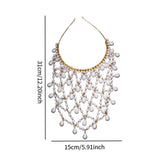 Maxbell Mesh Rhinestone Headband Mesh Headpiece Cap for Birthdays Nightclub Weddings Gold
