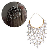 Maxbell Mesh Rhinestone Headband Mesh Headpiece Cap for Birthdays Nightclub Weddings Gold