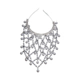 Maxbell Mesh Rhinestone Headband Mesh Headpiece Cap for Birthdays Nightclub Weddings Silver