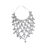 Maxbell Mesh Rhinestone Headband Mesh Headpiece Cap for Birthdays Nightclub Weddings Silver