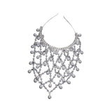 Maxbell Mesh Rhinestone Headband Mesh Headpiece Cap for Birthdays Nightclub Weddings Silver