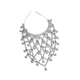 Maxbell Mesh Rhinestone Headband Mesh Headpiece Cap for Birthdays Nightclub Weddings Silver