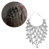Maxbell Mesh Rhinestone Headband Mesh Headpiece Cap for Birthdays Nightclub Weddings Silver