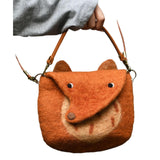 Maxbell Women Animal Shaped Bag Wool Felt Mini Handbag for Party Birthday Gift Beach Orange
