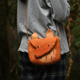 Maxbell Women Animal Shaped Bag Wool Felt Mini Handbag for Party Birthday Gift Beach Orange