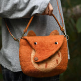 Maxbell Women Animal Shaped Bag Wool Felt Mini Handbag for Party Birthday Gift Beach Orange