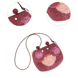 Maxbell Women Animal Shaped Bag Wool Felt Mini Handbag for Party Birthday Gift Beach Hippopotamus