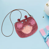 Maxbell Women Animal Shaped Bag Wool Felt Mini Handbag for Party Birthday Gift Beach Hippopotamus