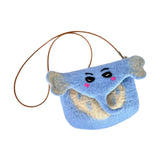 Maxbell Women Animal Shaped Bag Wool Felt Mini Handbag for Party Birthday Gift Beach Blue Color Elephant