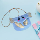 Maxbell Women Animal Shaped Bag Wool Felt Mini Handbag for Party Birthday Gift Beach Blue Color Elephant