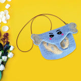 Maxbell Women Animal Shaped Bag Wool Felt Mini Handbag for Party Birthday Gift Beach Blue Color Elephant