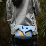 Maxbell Women Animal Shaped Bag Wool Felt Mini Handbag for Party Birthday Gift Beach Blue Color Elephant