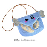 Maxbell Women Animal Shaped Bag Wool Felt Mini Handbag for Party Birthday Gift Beach Blue Color Elephant