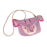 Maxbell Women Animal Shaped Bag Wool Felt Mini Handbag for Party Birthday Gift Beach Purple Red Color Elephant