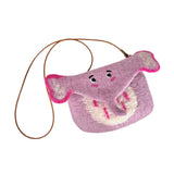 Maxbell Women Animal Shaped Bag Wool Felt Mini Handbag for Party Birthday Gift Beach Purple Red Color Elephant