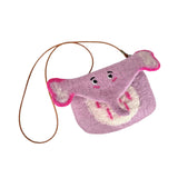 Maxbell Women Animal Shaped Bag Wool Felt Mini Handbag for Party Birthday Gift Beach Purple Red Color Elephant