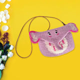 Maxbell Women Animal Shaped Bag Wool Felt Mini Handbag for Party Birthday Gift Beach Purple Red Color Elephant