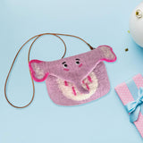 Maxbell Women Animal Shaped Bag Wool Felt Mini Handbag for Party Birthday Gift Beach Purple Red Color Elephant