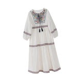 Maxbell Women Embroidered Dress Streetwear Elegant Cloth for Travel Vacation Holiday M