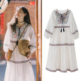 Maxbell Women Embroidered Dress Streetwear Elegant Cloth for Travel Vacation Holiday M