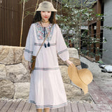 Maxbell Women Embroidered Dress Streetwear Elegant Cloth for Travel Vacation Holiday XL