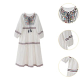 Maxbell Women Embroidered Dress Streetwear Elegant Cloth for Travel Vacation Holiday XL