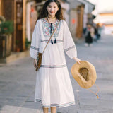 Maxbell Women Embroidered Dress Streetwear Elegant Cloth for Travel Vacation Holiday 2XL