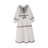 Maxbell Women Embroidered Dress Streetwear Elegant Cloth for Travel Vacation Holiday 2XL