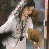 Maxbell Women Embroidered Dress Streetwear Elegant Cloth for Travel Vacation Holiday 2XL