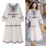 Maxbell Women Embroidered Dress Streetwear Elegant Cloth for Travel Vacation Holiday 2XL