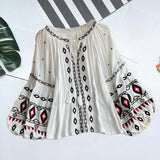 Maxbell Embroidery Blouse for Women Trendy Ethnic Shirt for Daily Wear Street White
