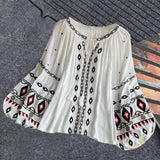 Maxbell Embroidery Blouse for Women Trendy Ethnic Shirt for Daily Wear Street White