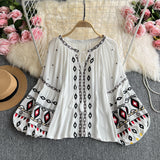 Maxbell Embroidery Blouse for Women Trendy Ethnic Shirt for Daily Wear Street White