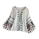 Maxbell Embroidery Blouse for Women Trendy Ethnic Shirt for Daily Wear Street White