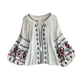 Maxbell Embroidery Blouse for Women Trendy Ethnic Shirt for Daily Wear Street White