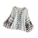 Maxbell Embroidery Blouse for Women Trendy Ethnic Shirt for Daily Wear Street White
