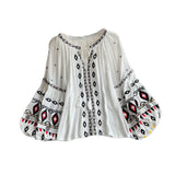 Maxbell Embroidery Blouse for Women Trendy Ethnic Shirt for Daily Wear Street White