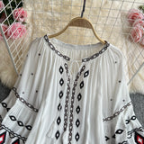 Maxbell Embroidery Blouse for Women Trendy Ethnic Shirt for Daily Wear Street White