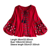 Maxbell Embroidery Blouse for Women Trendy Ethnic Shirt for Daily Wear Street Red