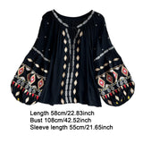 Maxbell Embroidery Blouse for Women Trendy Ethnic Shirt for Daily Wear Street Black
