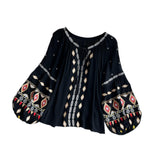 Maxbell Embroidery Blouse for Women Trendy Ethnic Shirt for Daily Wear Street Black