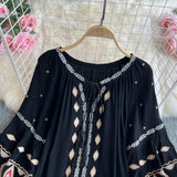 Maxbell Embroidery Blouse for Women Trendy Ethnic Shirt for Daily Wear Street Black
