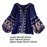 Maxbell Embroidery Blouse for Women Trendy Ethnic Shirt for Daily Wear Street Blue