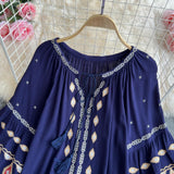 Maxbell Embroidery Blouse for Women Trendy Ethnic Shirt for Daily Wear Street Blue